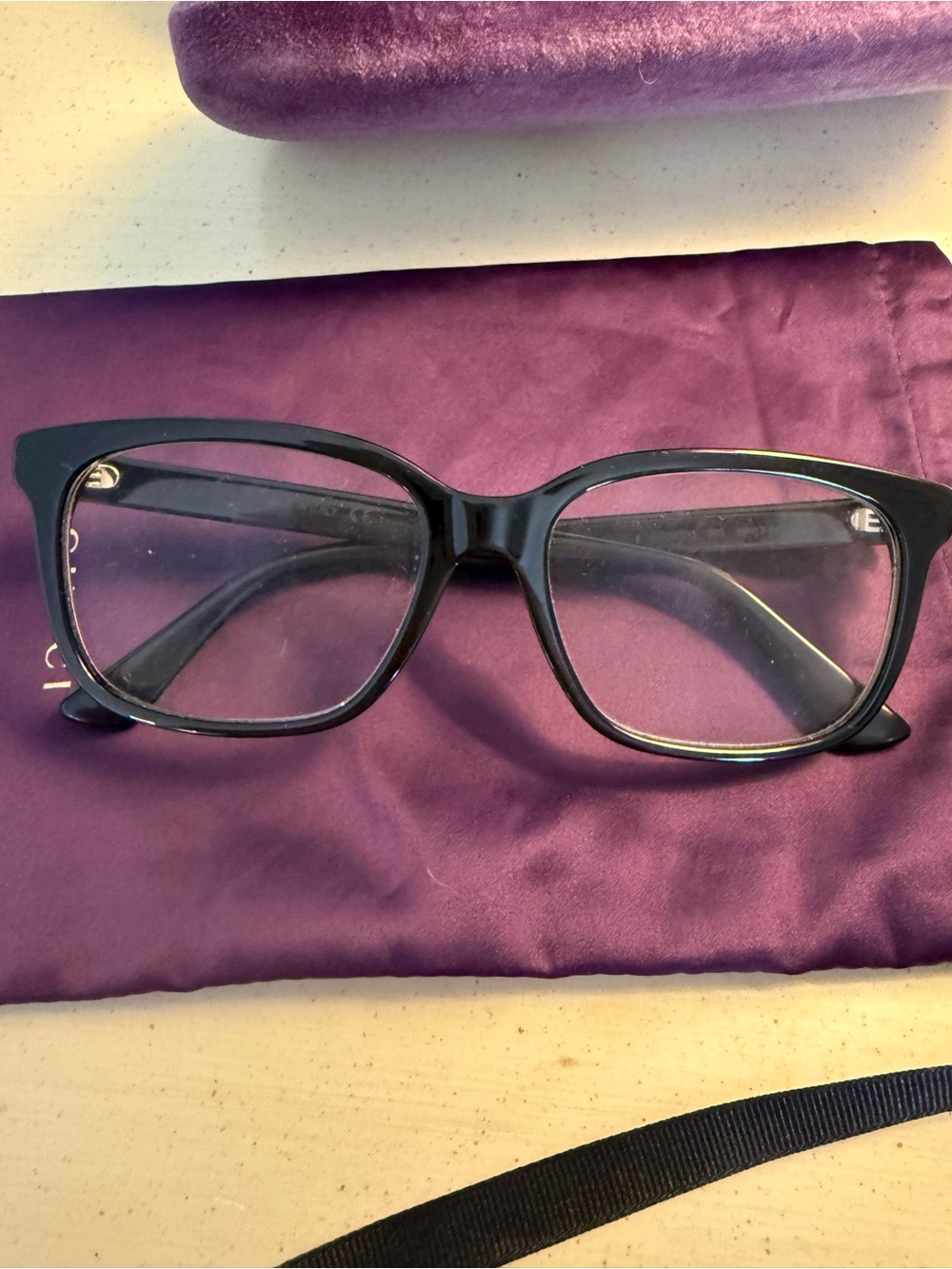 Gucci Women's Black Rectangular Glasses